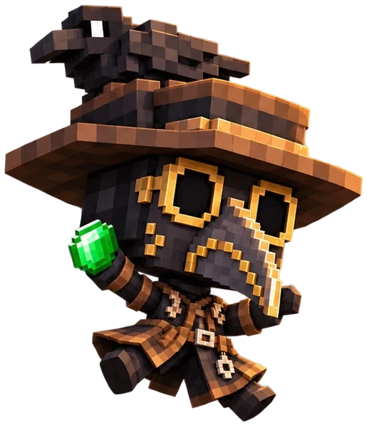 A small big-headed version of the doctor holding an emerald